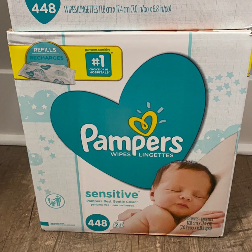 Unopened! 2 boxes of pampers sensitive wipes